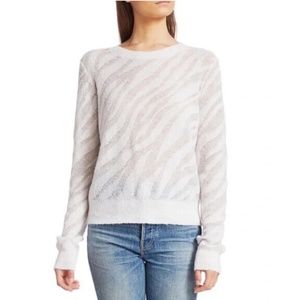 Rag & Bone Alpaca Wool White Zebra Burnout Crew Neck Sweater, Size Small